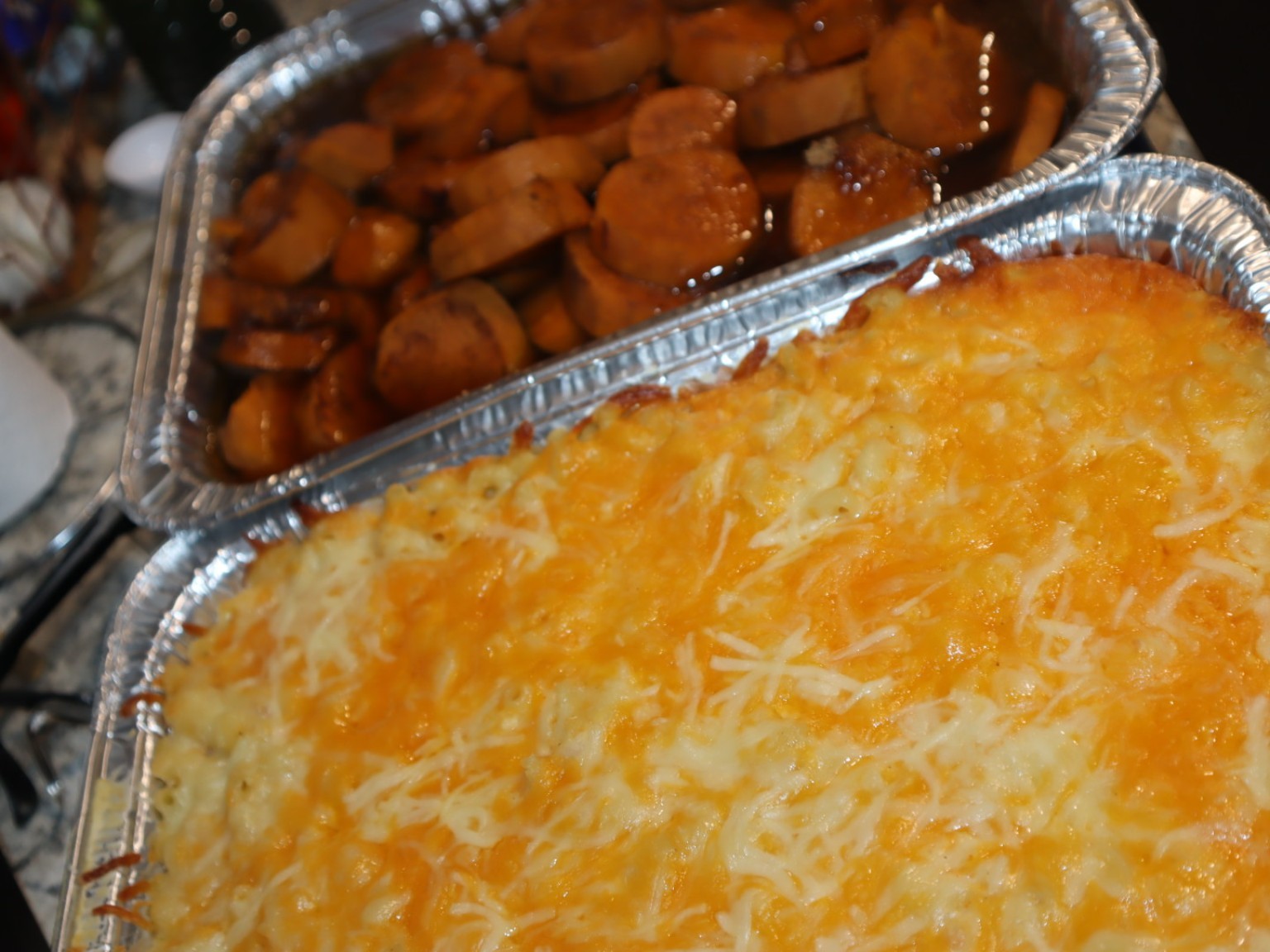 Yams & macaroni and cheese