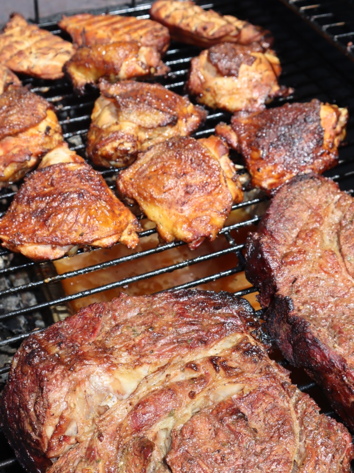 Smoked chicken on the grill